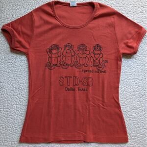 Vintage Single Stitch 80s Spread No Evil Monkeys Dallas TX Fun Tees Sportswear